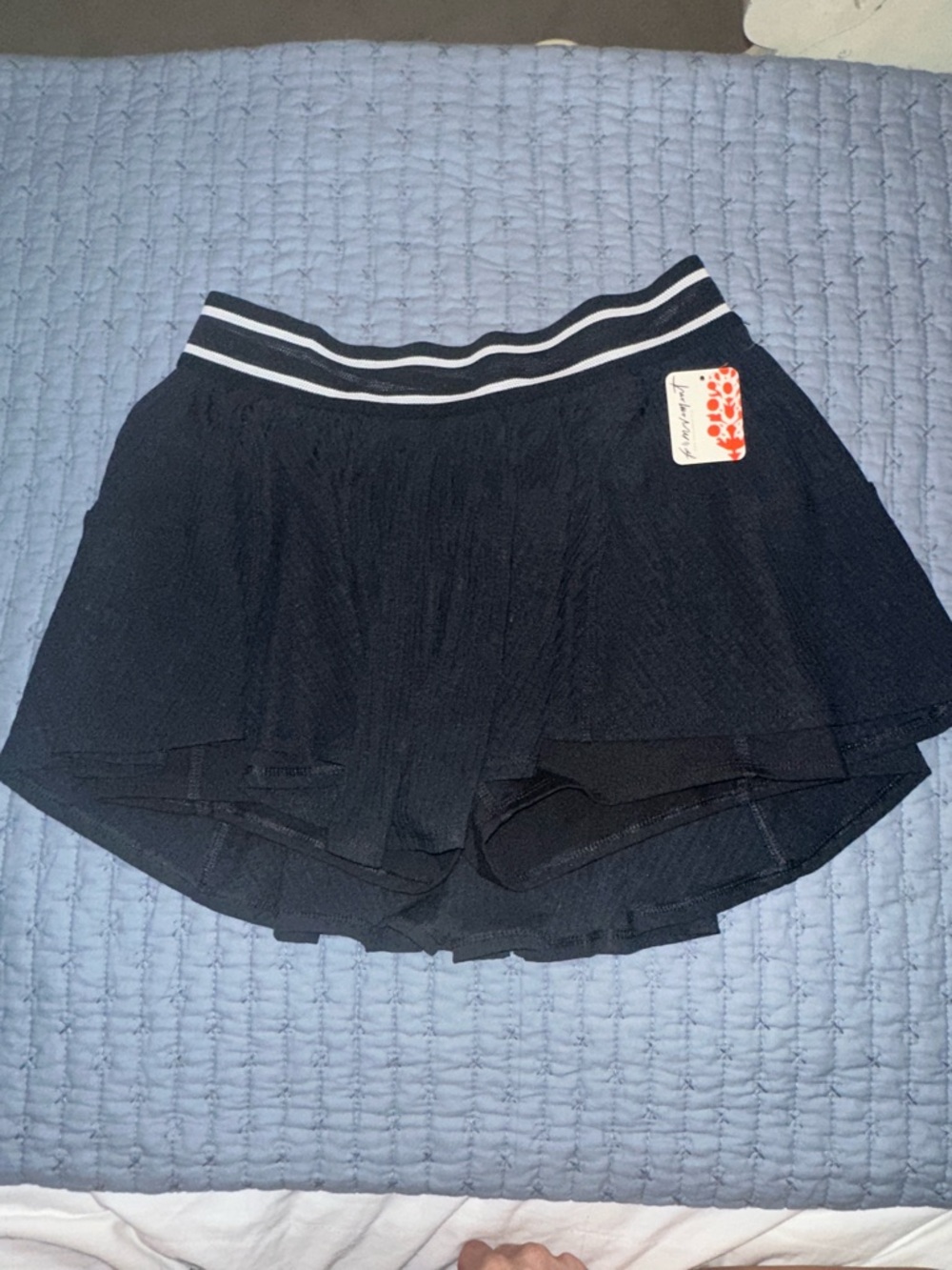 New! Free People Athletic Black Skort w/ Striped Elastic Waistband